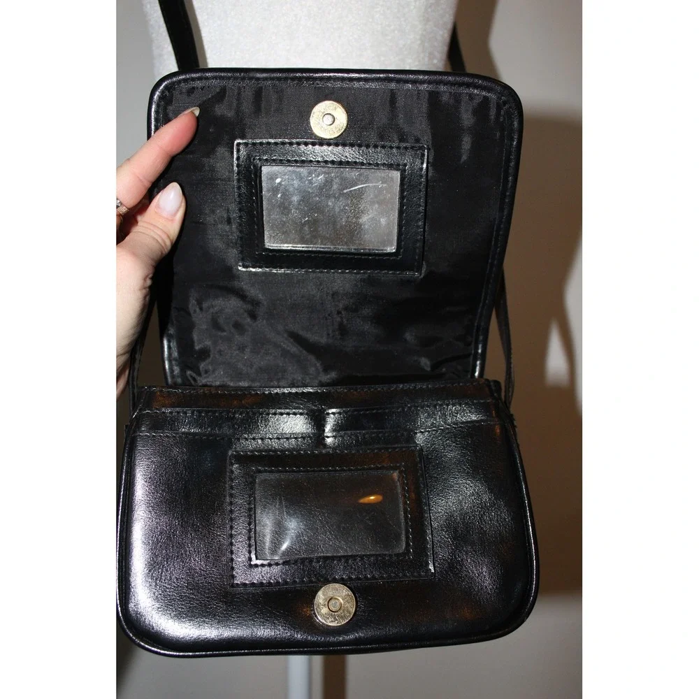VTG Liz Claiborne Black‎ Woven Leather Crossbody Bag Organizer Purse